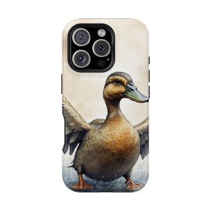 Graceful Duck in Watercolor Scene - MagSafe iPhone Case