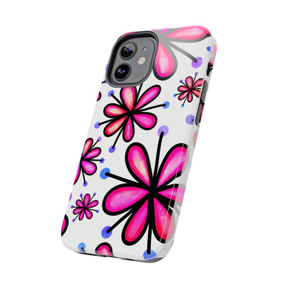 Pink Retro Bloom iPhone Case – Ultra-Slim Design, Glossy Finish