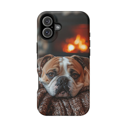 Cozy Bulldog MagSafe Case – Fireside-Inspired Protective Cover