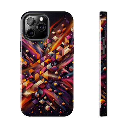 Geometric Galaxy iPhone Case - Abstract Cosmic Protective Cover - Retro Gamer