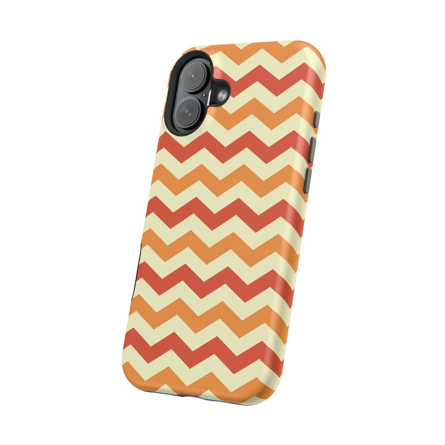 Warm Sunset Chevron – Orange, Red & Cream Geometric MagSafe iPhone Case