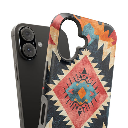 Bold Aztec Pattern Tough MagSafe iPhone Case – Vibrant Geometric Design, Dual-Layer Protection