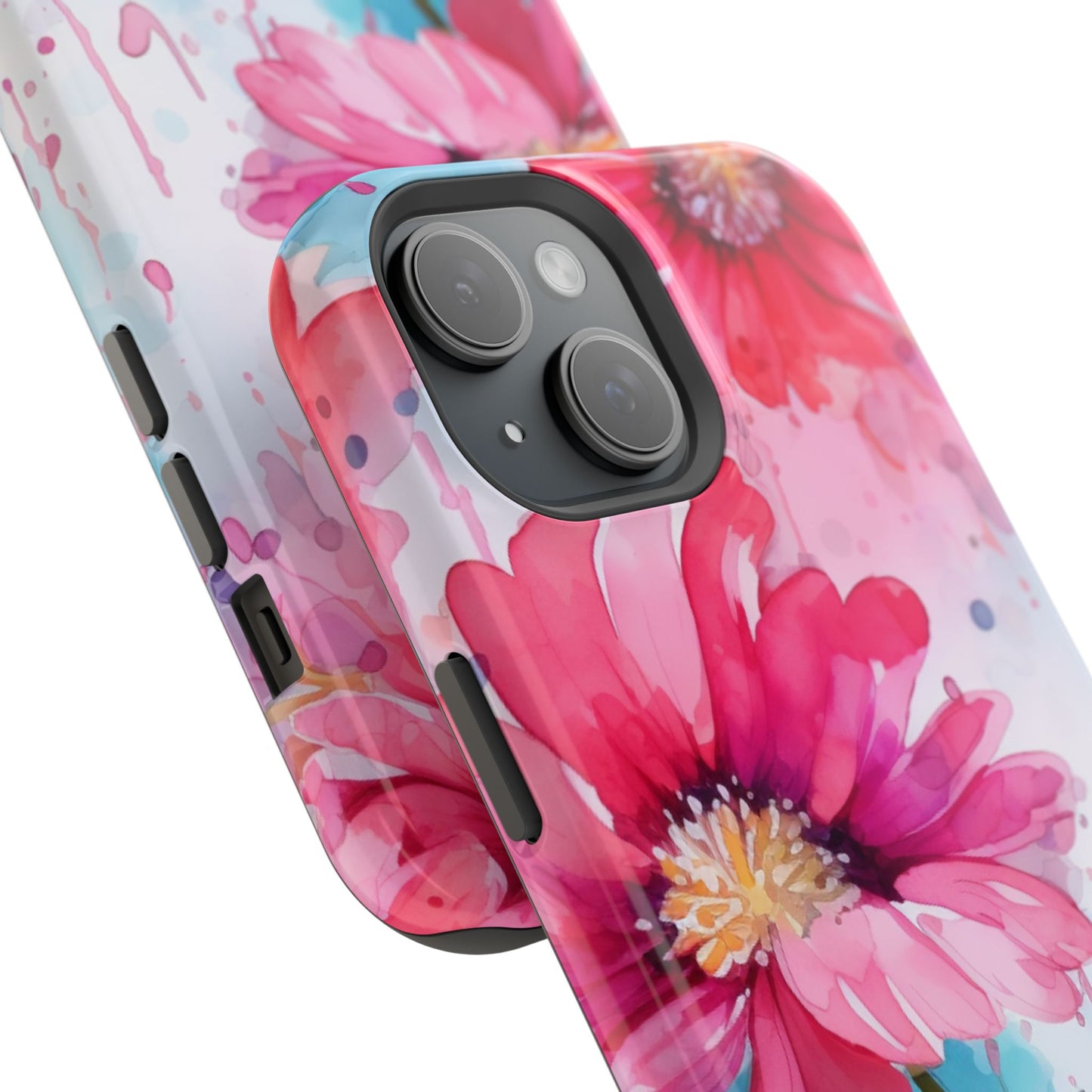 Vibrant Watercolor Red & Pink Floral - MagSafe iPhone Case