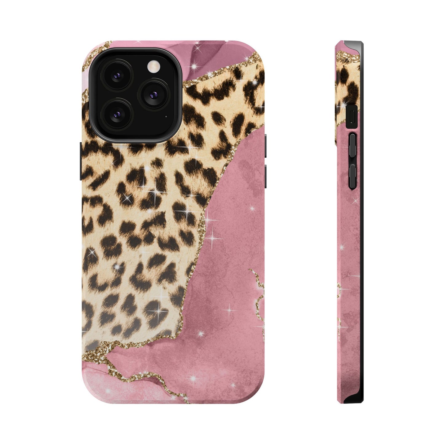 Pink Glam Leopard - MagSafe iPhone Series Case with Glitter Accents