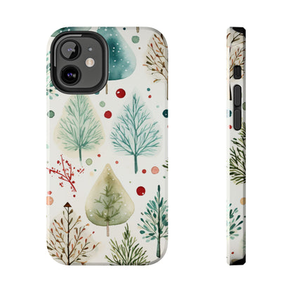 Watercolor Winter Trees iPhone Case – Nature-Inspired, Holiday Theme Protective Cover