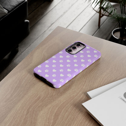 Lilac Paw Prints & Hearts – Samsung Galaxy Case