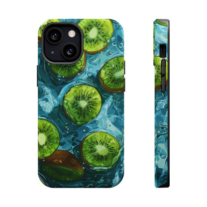 Tropical Kiwi Splash MagSafe iPhone Case – Tough Dual-Layer, Vibrant Summer Design