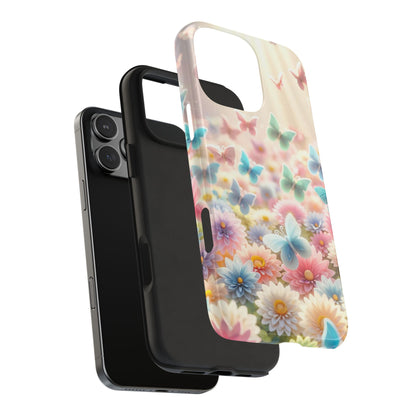 Butterfly Flower Garden - iPhone Case - Pastel Floral Protective Cover