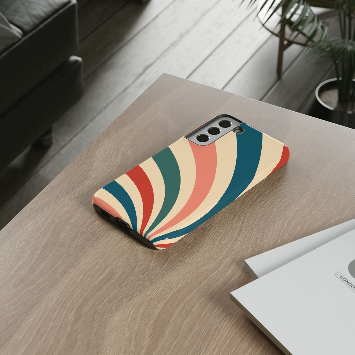 Retro Sunburst Swirl Samsung Galaxy Case – Dual-Layer Protection with Bold 70s Vibes