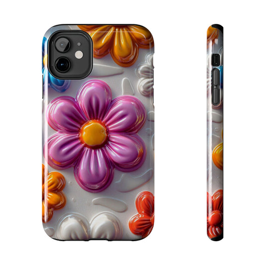 Glossy 3D Floral iPhone Case – Colorful Flower Pattern, Durable Protection - BOGO Cases