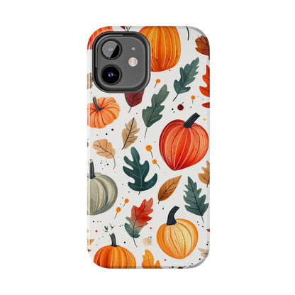 Autumn Harvest iPhone Case - Pumpkin and Fall Leaf Design