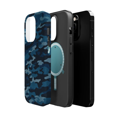 Dark Blue Camouflage – MagSafe iPhone Case with Modern Rugged Style