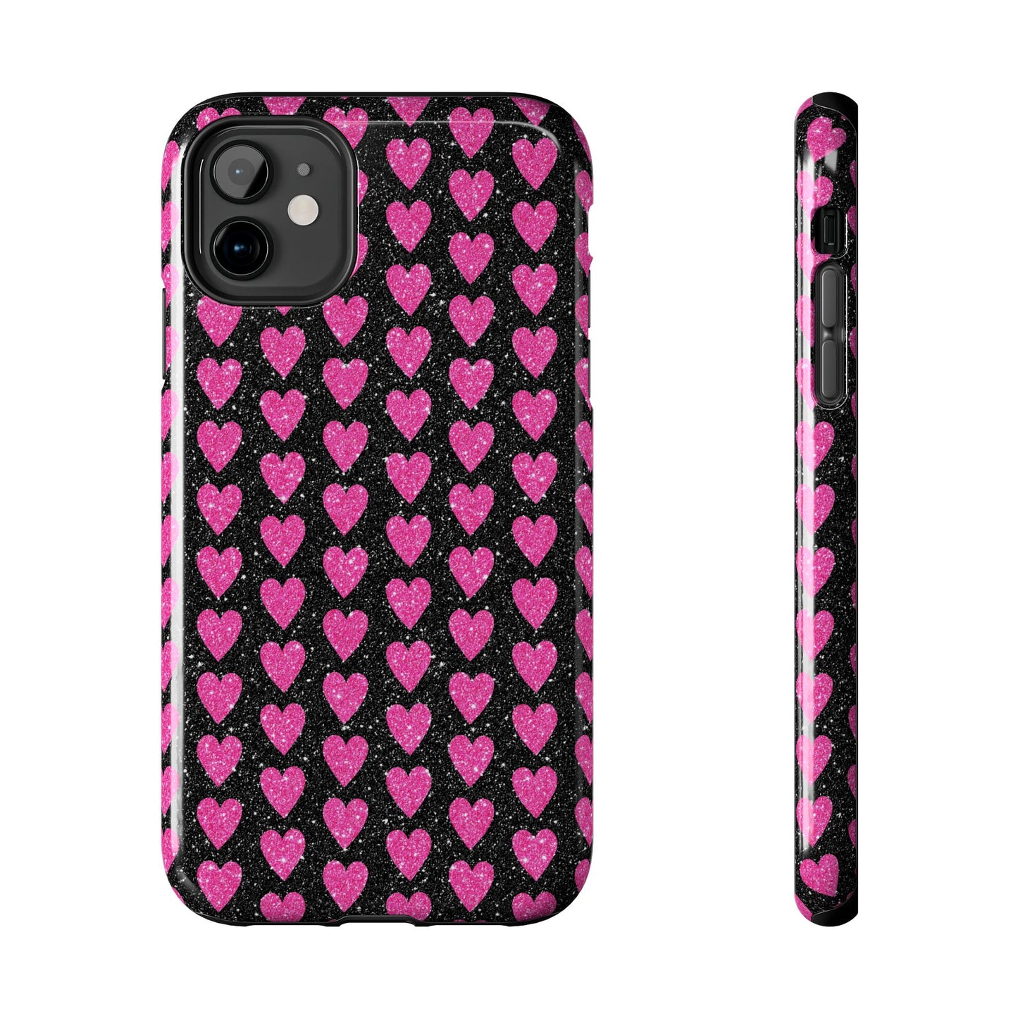 Glitter Pink Hearts iPhone Case