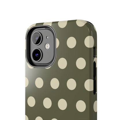 Vintage Green & Cream Polka Dots – iPhone Case