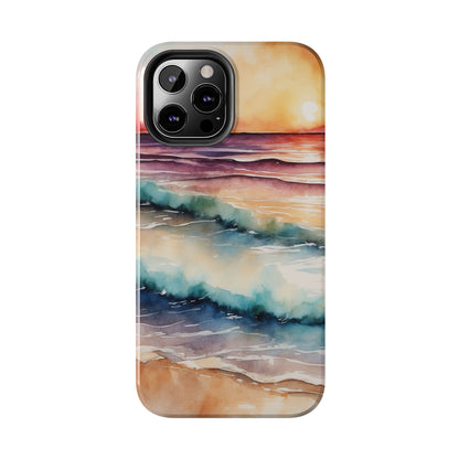 Sunset Waves iPhone Case – Vibrant Watercolor Design