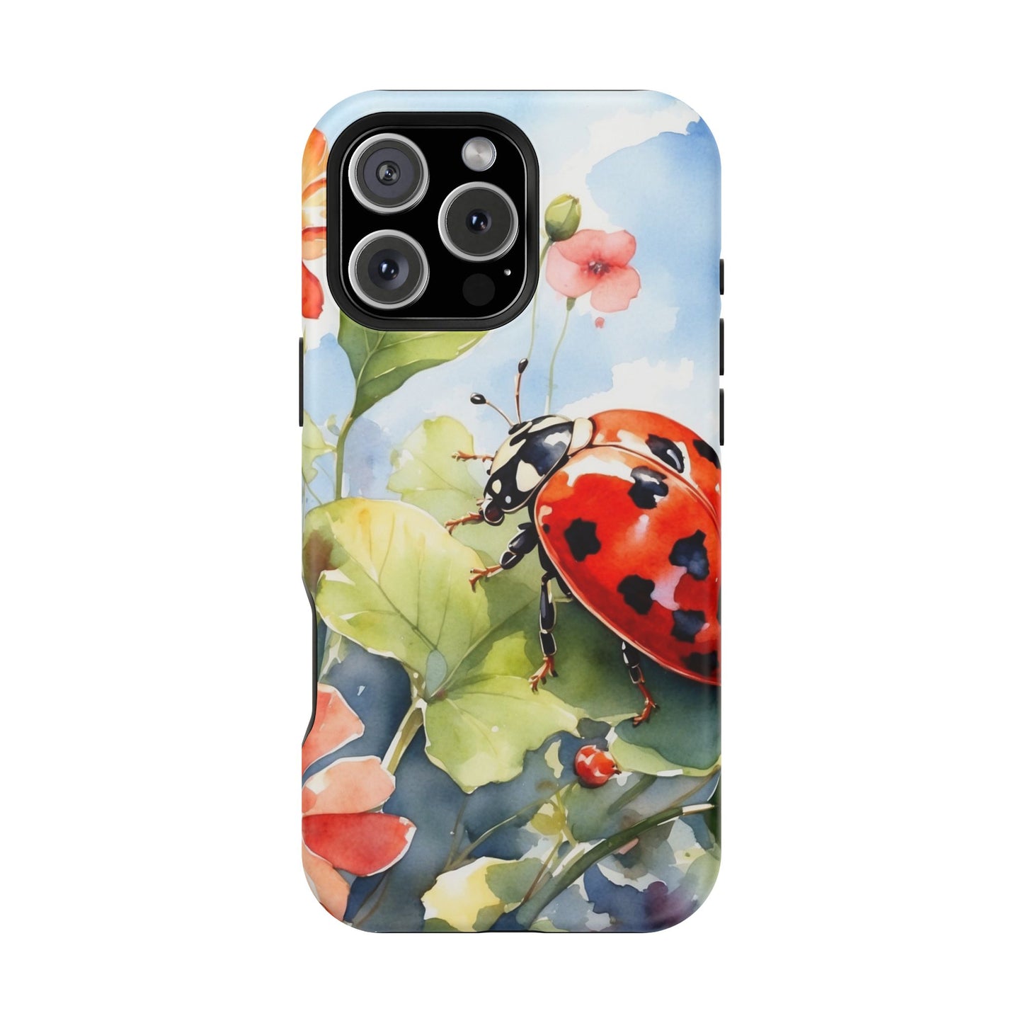 Watercolor Ladybug & Poppy Fields - MagSafe iPhone Case