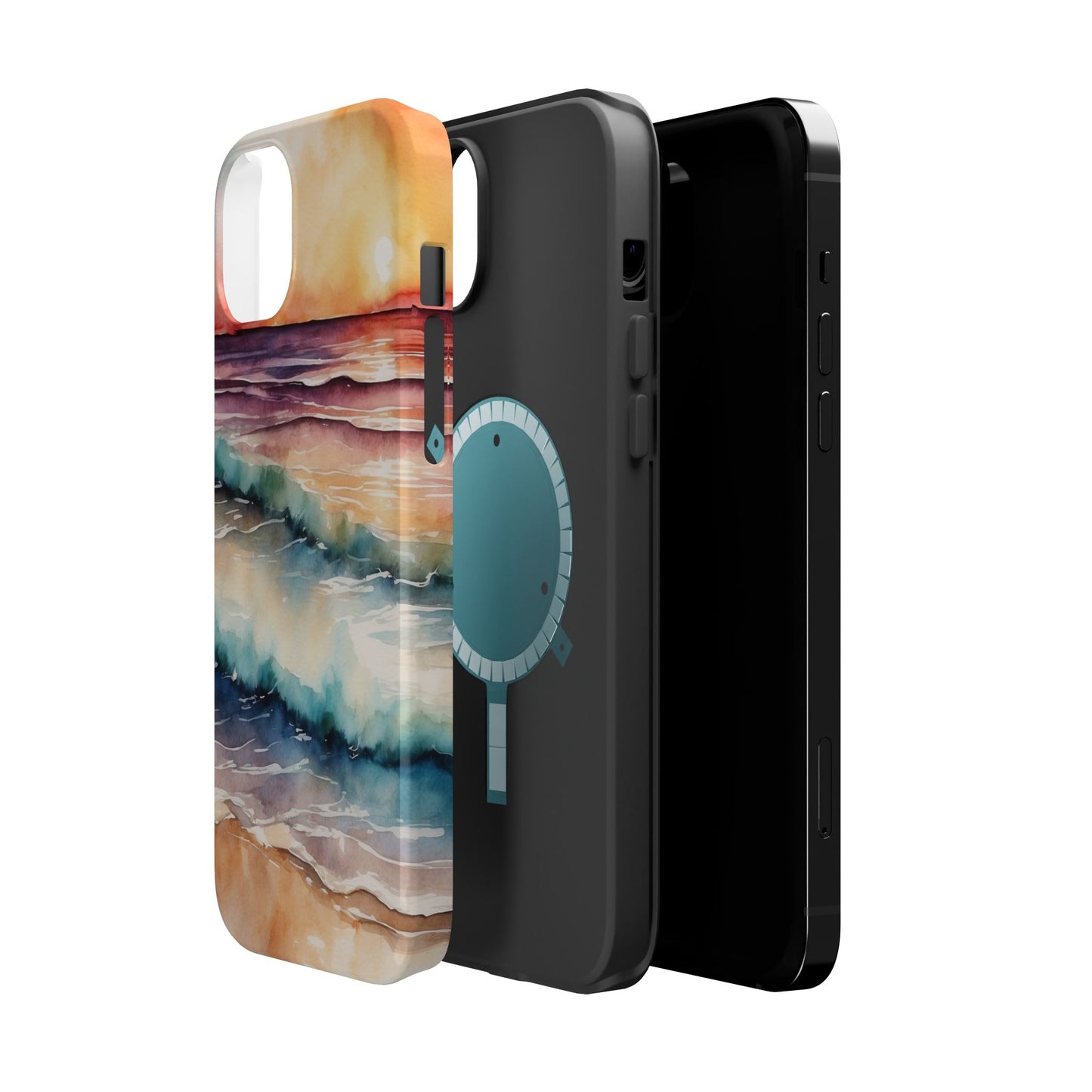 Sunset Waves MagSafe iPhone Case – Vibrant Watercolor Design