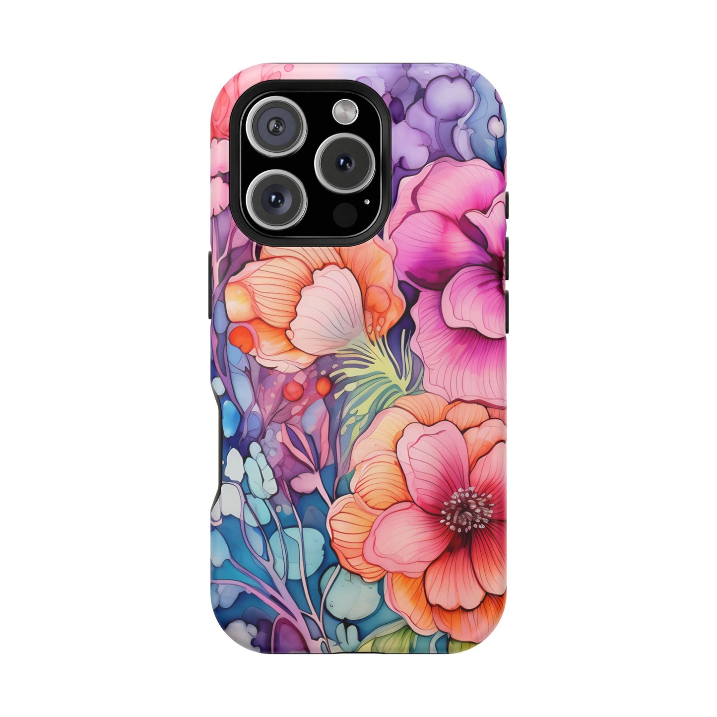 Bright Watercolor Floral Splash MagSafe iPhone Series Case – Bold Artistic Design