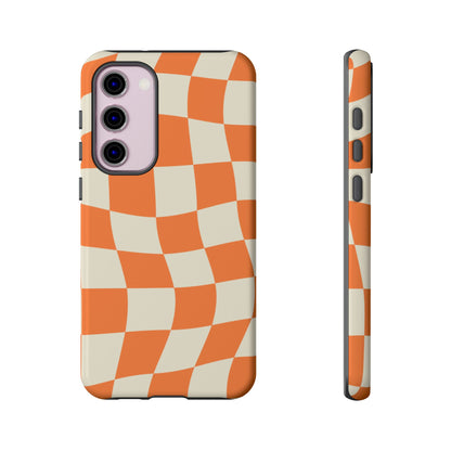 Wavy Retro Checkerboard Samsung Galaxy Case – Shockproof, Matte Finish, Dual-Layer Protection