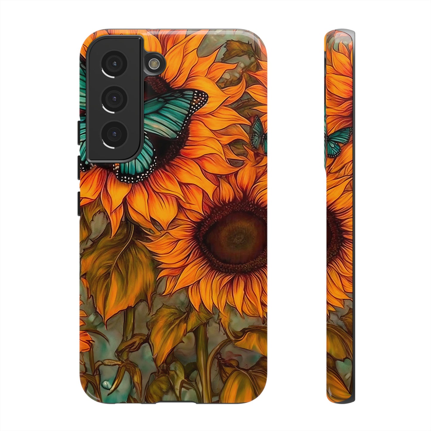 Vintage Blue Butterfly & Sunflower Art – Samsung Galaxy Case