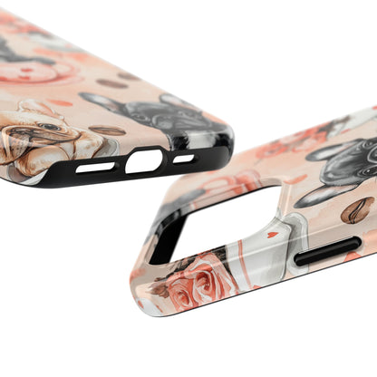 French Bulldogs in Heart iPhone Case – Cute Dog & Floral Design, Shockproof Protection - BOGO Cases