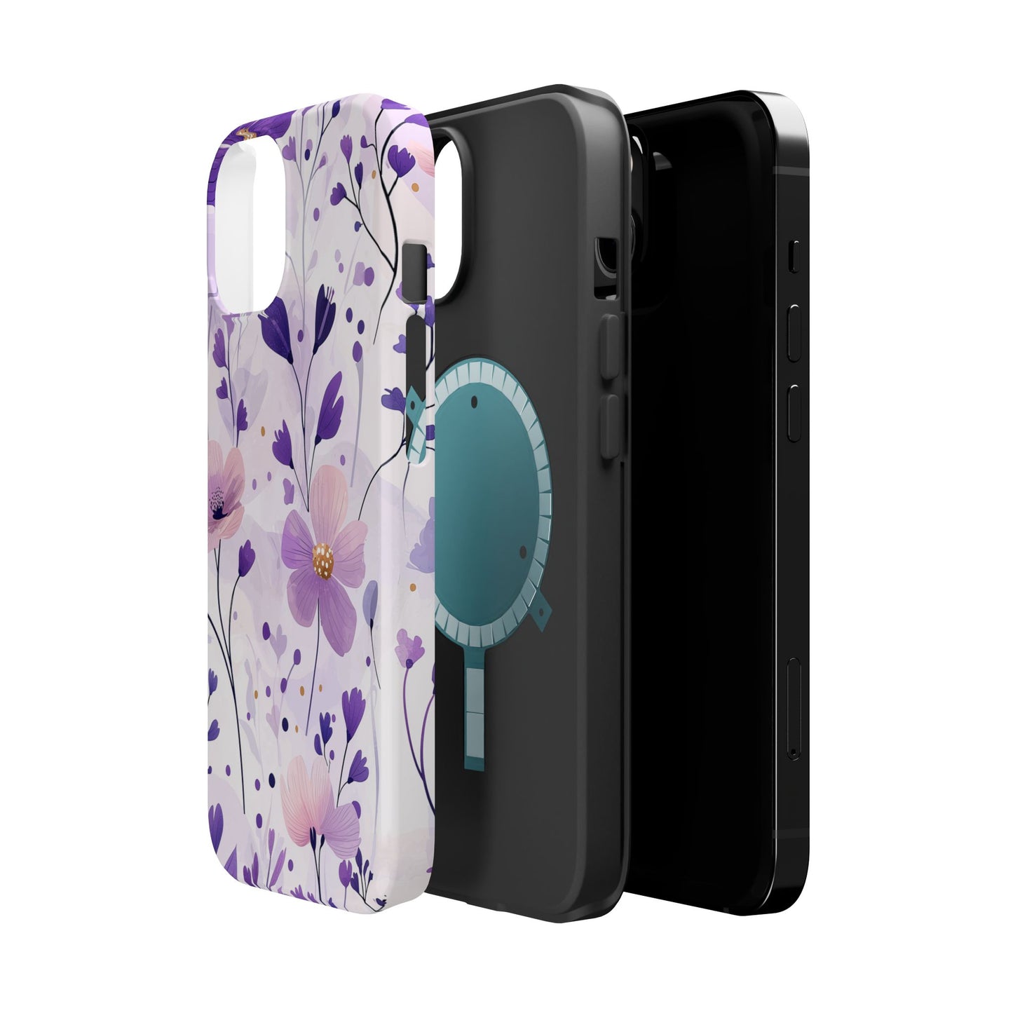 Purple Floral Bliss MagSafe iPhone Case – Delicate Blossom Design