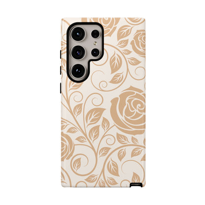 Vintage Rose Vine Tough Samsung Galaxy Case – Elegant Floral Pattern with Dual-Layer Protection