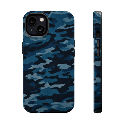 Dark Blue Camouflage – MagSafe iPhone Case with Modern Rugged Style