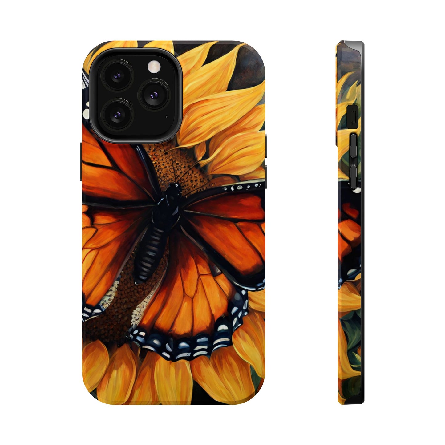 Monarch Butterfly & Sunflower Art – MagSafe iPhone Case