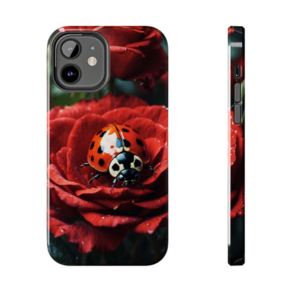 Elegant Rose & Ladybug Charm - iPhone Series Case