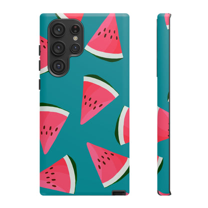 Watermelon Bliss Samsung Galaxy Case – Vibrant Summer Fruit Design on Teal Background