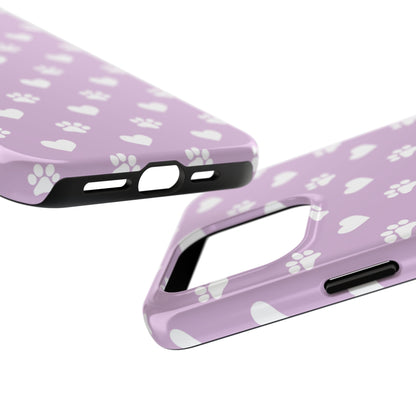 Purple Hearts & Paw Prints - Cute Pet Lover iPhone Case