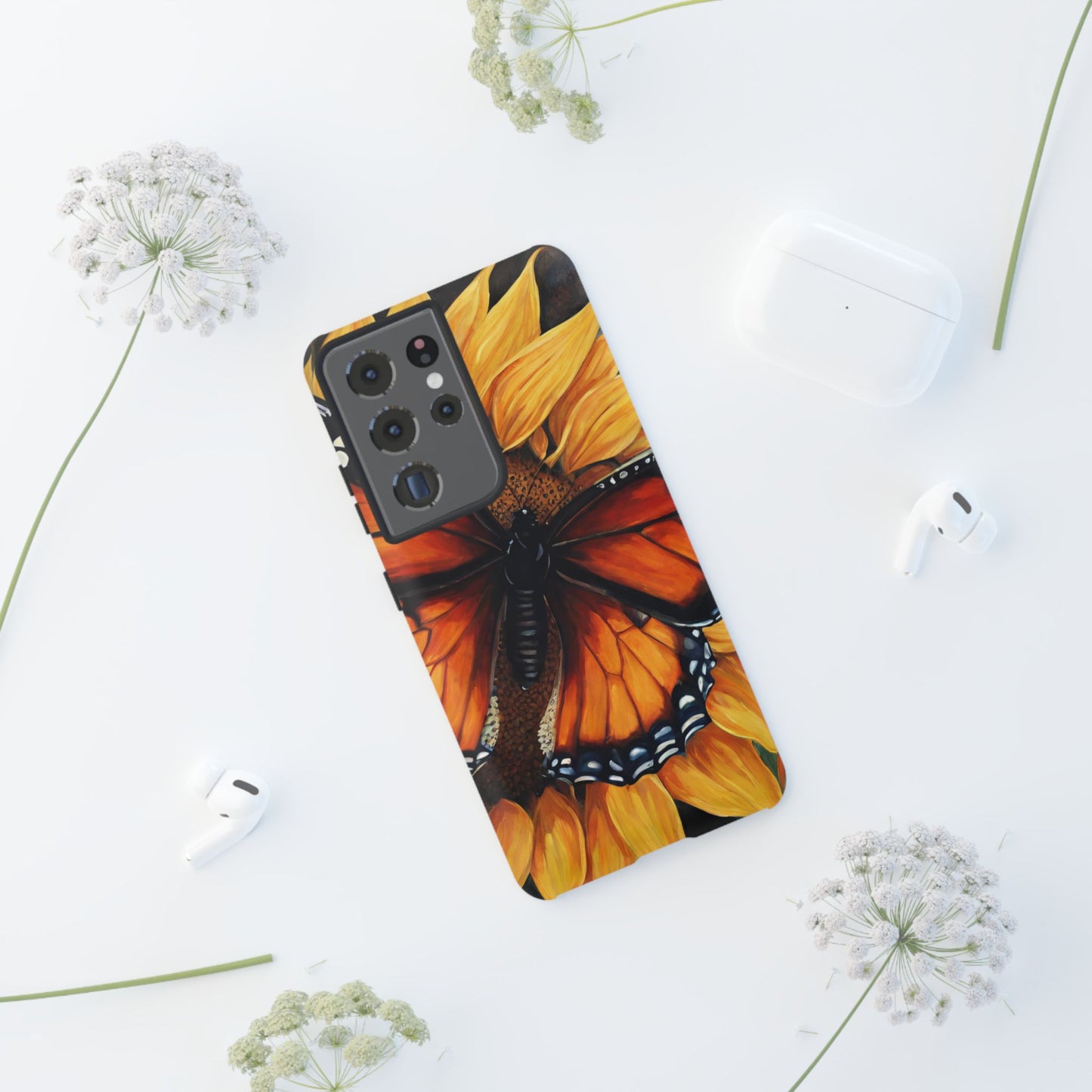 Monarch Butterfly & Sunflower Art – iPhone Case