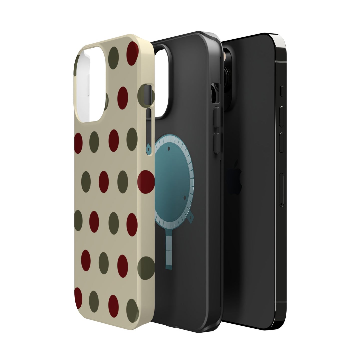 Red & Green Polka Dots on Cream – MagSafe iPhone Case