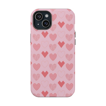 Striped Hearts MagSafe iPhone Case