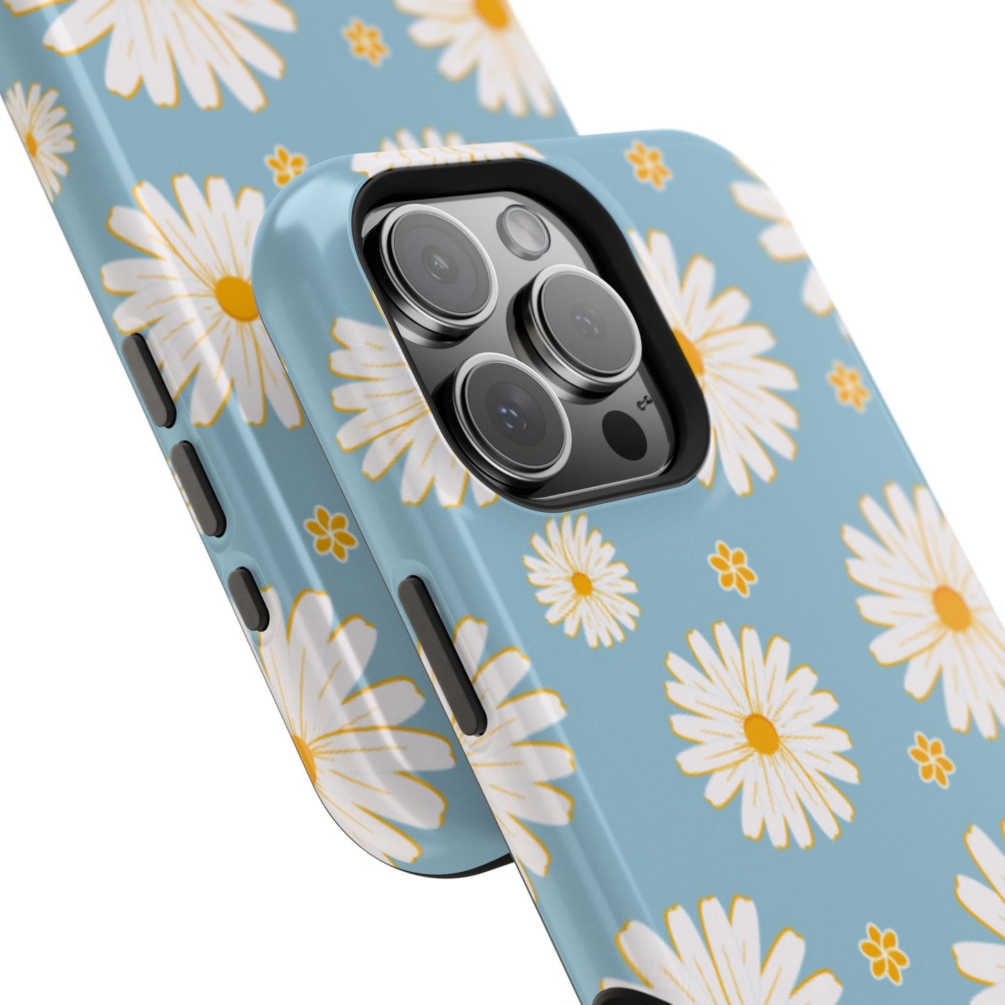 Bright Daisy MagSafe iPhone Case – Light Blue Background, Shockproof and Slim Design