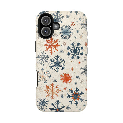 Rustic Orange and Blue Snowflake Pattern – MagSafe iPhone Series Case