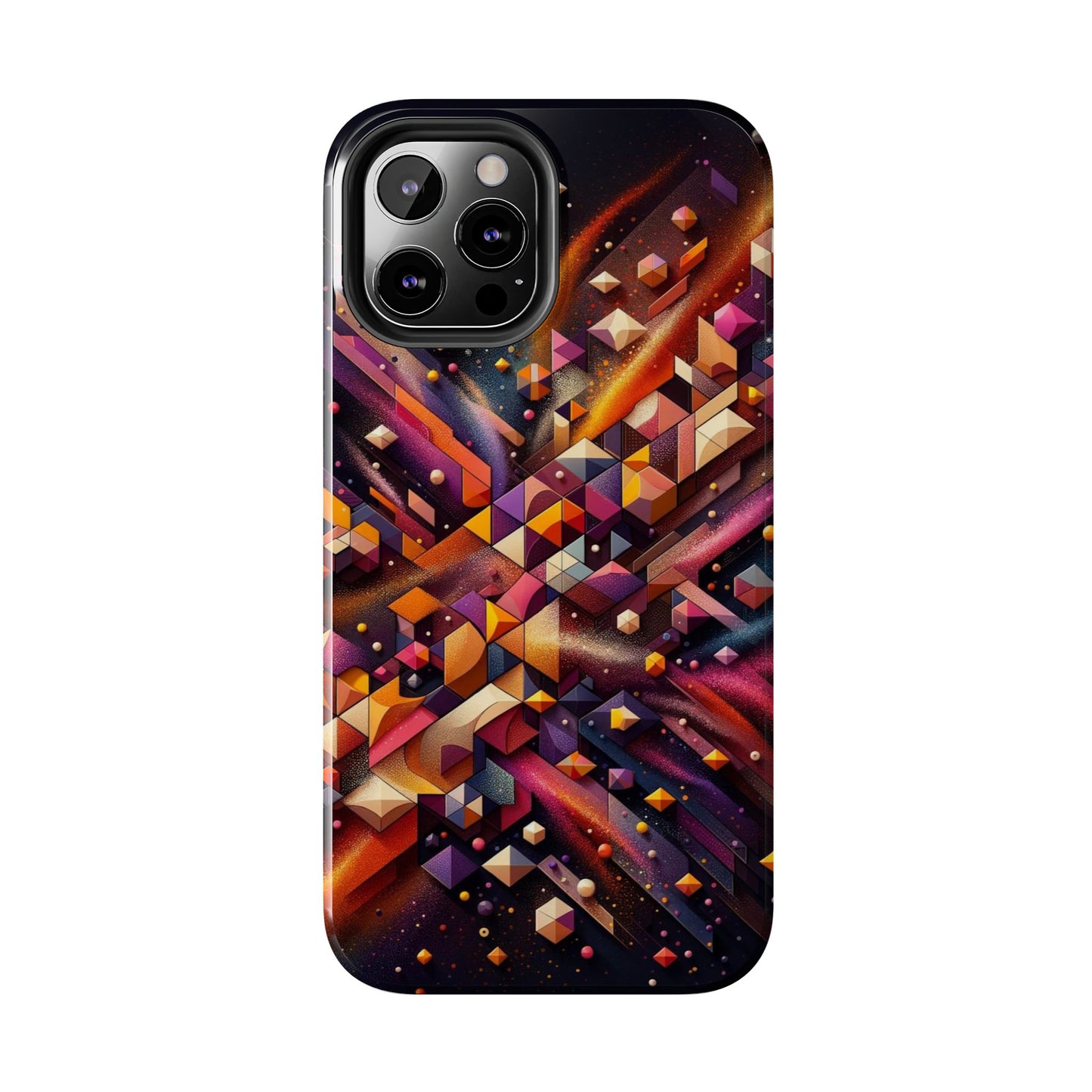 Geometric Galaxy iPhone Case - Abstract Cosmic Protective Cover - Retro Gamer