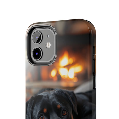 Warm Rottweiler by the Fireplace Samsung Galaxy Case – Rustic Charm for Dog Lovers