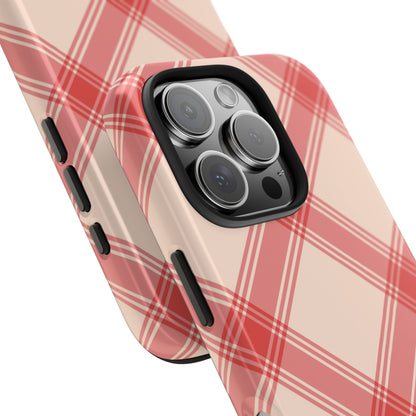 Soft Peachy Red Plaid iPhone Case