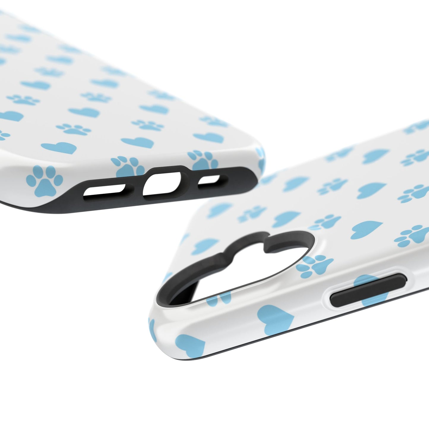 Blue Paw Prints & Hearts – MagSafe iPhone Case with Adorable Pet-Lover Design