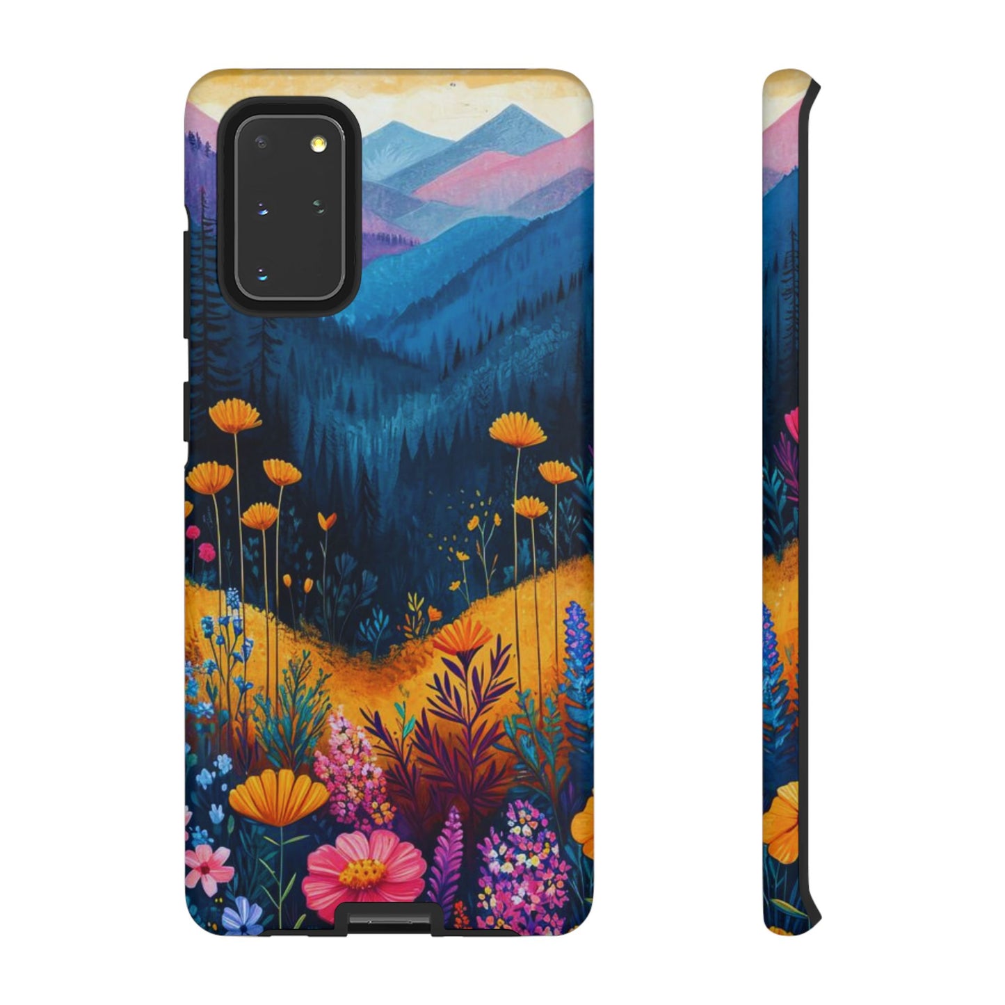 Vibrant Wildflower Mountain Samsung Galaxy  Case – Bold Nature Art, Dual-Layer Protection