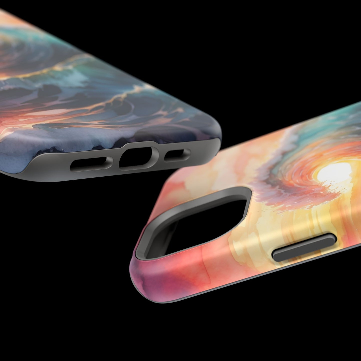 Ocean Sunrise Wave MagSafe iPhone Case – Vibrant Watercolor Wave Design