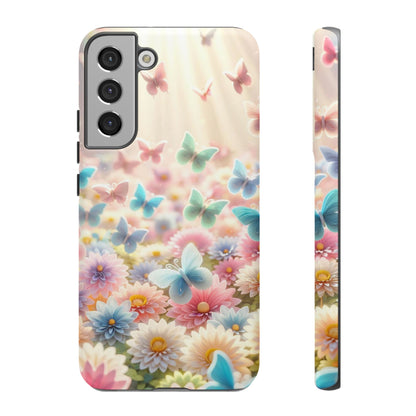 Butterfly Blossom Samsung Case - Pastel Floral Protective Cover