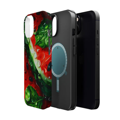 Juicy Watermelon & Mint MasSafe iPhone Case – Tough Dual-Layer, Vibrant Summer Design