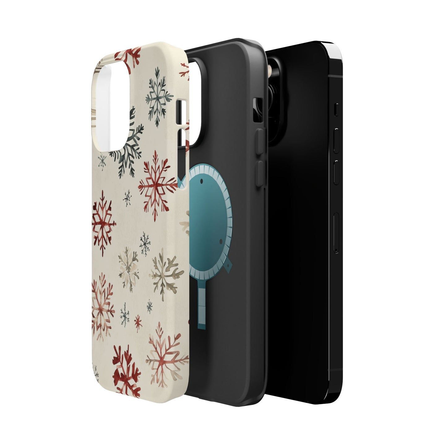 Vintage Red and Gray Snowflake Pattern – MagSafe iPhone Series Case