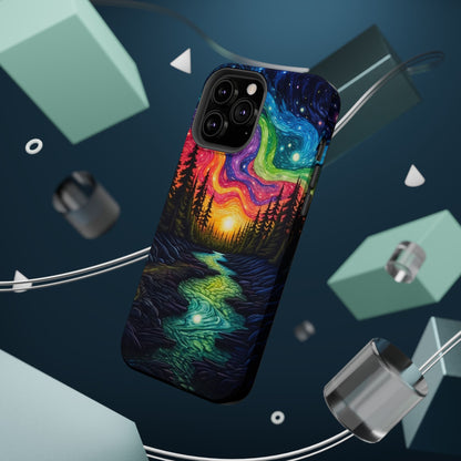 Celestial Nightscape MagSafe iPhone Case – Vibrant River and Starry Sky Design