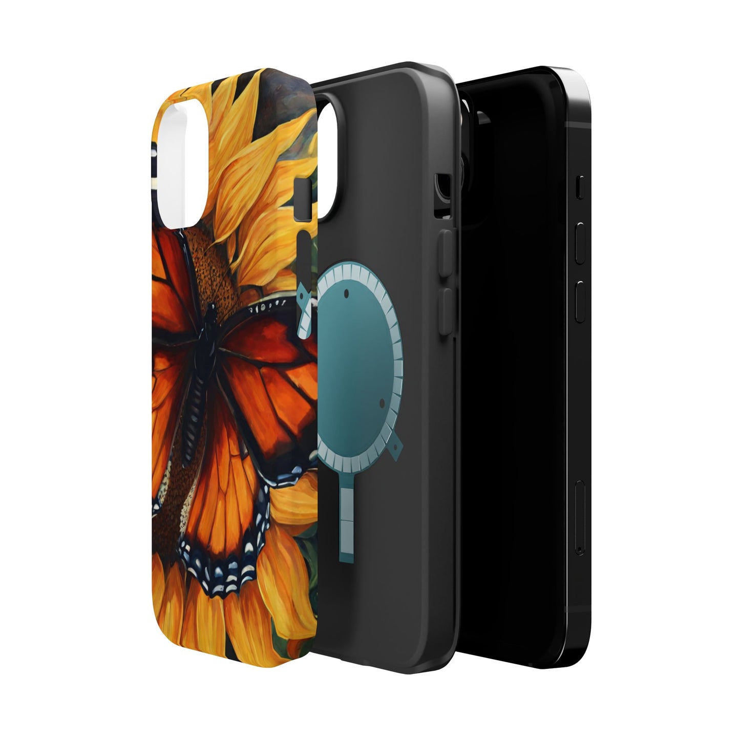 Monarch Butterfly & Sunflower Art – MagSafe iPhone Case