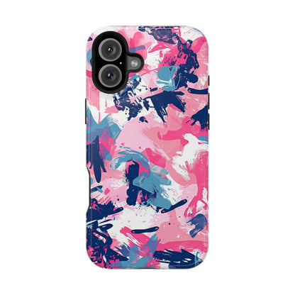 Vibrant Pink & Navy Abstract Splash – MagSafe iPhone Case