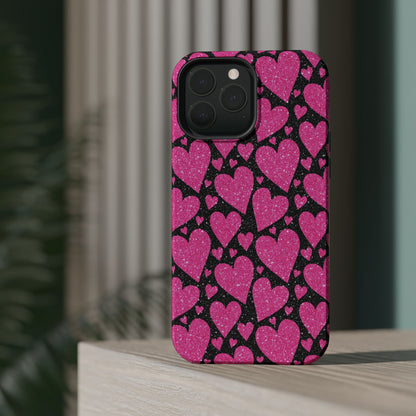 Glitter Hearts MagSafe iPhone Case